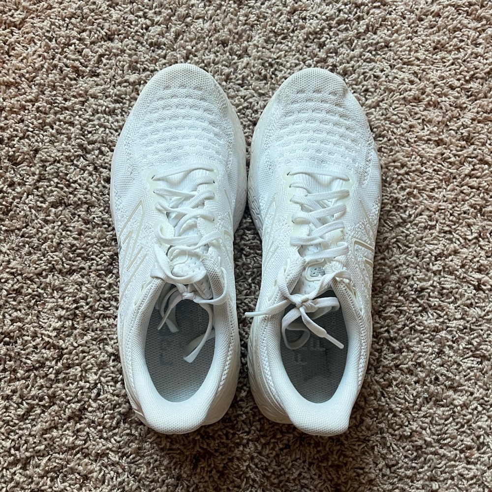 New Balance White Mesh Sneakers